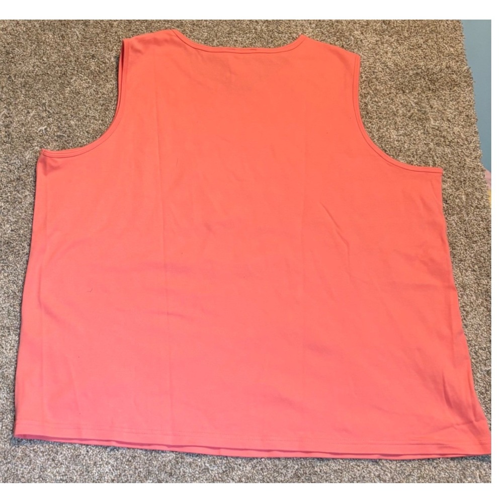 Quacker Factory Sleeveless Top Size 2X Womens Coral Rhinestones Sparkle Cotton - Picture 3 of 8